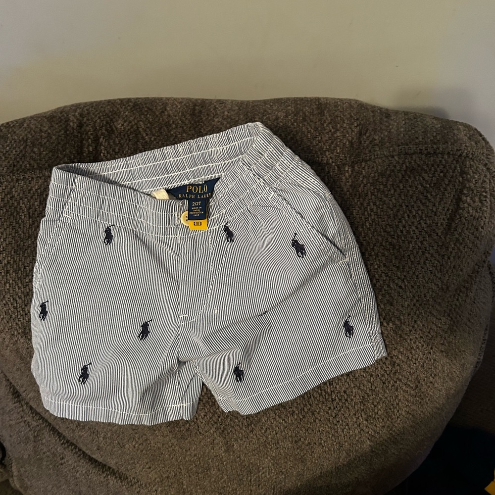 Polo by Ralph Lauren White and Blue Embroidered Shorts